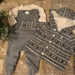 Ralph Lauren Gray and Cream Kids 3 Piece Set